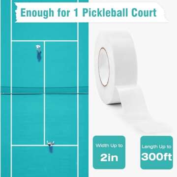 HolderProf 2in x 300FT Pickleball Tape for Outdoor Court, Temporary Pickleball Court Lines, Court Marking Kit for Pickleball, Basketball, Badminton