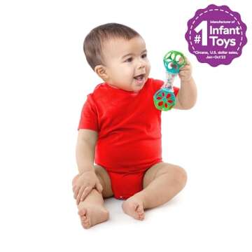 Bright Starts Oball Shaker Rattle Toy - Fun and Engaging Baby Playtime