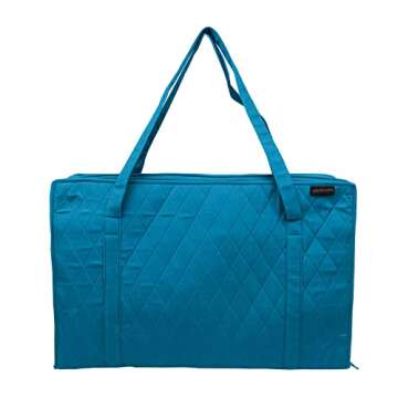 Yazzii Carry All Organizer Tote – Ultimate Craft Storage Bag with 20 pockets for Quilting Supplies, Sewing Notions, Embroidery & More - Aqua