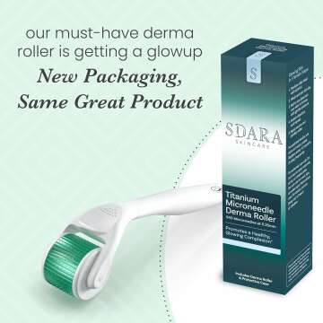 Derma Roller Microneedling Roller for Face, Beard Growth - Includes Free Storage Case (1-Pack), Brighten,Rejuvenating,Smoothening, Unisex