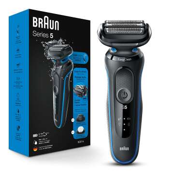 Braun Series 5 5031s Electric Shaver with Precision Trimmer and Cleansing Brush Attachments, Wet & Dry, Rechargeable, Cordless Foil Shaver, Blue