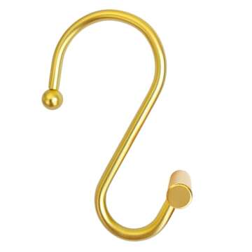 CHICTIE Gold Shower Curtain Hooks Rings, Decorative Shower Curtain Rings for Bathroom Shower Rod, Set of 12 Premium Rust-Resistant Metal Shower Hooks Hangers T Shaped Design