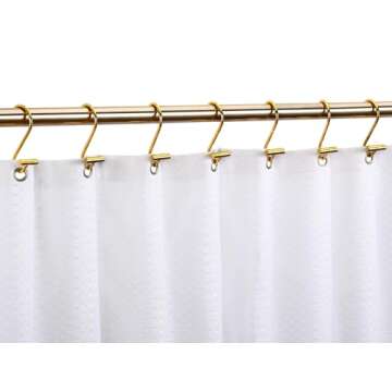 CHICTIE Gold Shower Curtain Hooks Rings, Decorative Shower Curtain Rings for Bathroom Shower Rod, Set of 12 Premium Rust-Resistant Metal Shower Hooks Hangers T Shaped Design