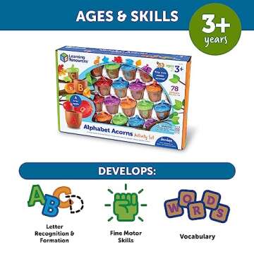 Learning Resources Alphabet Acorns Activity Set, Develops Letter Recognition, Educational Toys for Toddlers, Homeschool, Visual & Tactile Learning Toy, 78 Pieces, Ages 3+