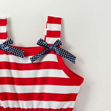 LYQTloml Toddler Kids Baby Girls 4th of July Independence Outfit American Flag Dress Stars Striped Straps Princess Beach Sundress