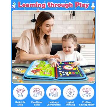 Gojmzo Busy Board Montessori Toys for 1 2 3 4 Year Old Boy Birthday Gifts, Busy Book Sensory Toys for Toddlers 1-3, Toddler Boy Toys Age 1-2, 2-4, Learning Educational Toy Travel Activities