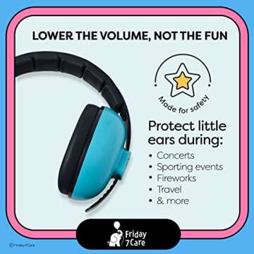 Friday 7Care Baby Headphones - Baby Ear Protection, Noise Cancelling Headphones with Adjustable Headband for Ages 0-36 Months, Blue