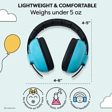 Friday 7Care Baby Headphones - Baby Ear Protection, Noise Cancelling Headphones with Adjustable Headband for Ages 0-36 Months, Blue