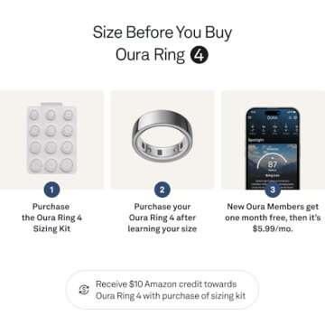 Oura Ring 4 - Silver - Size 8 - Smart Ring - Size First with Oura Ring 4 Sizing Kit - Sleep Tracking Wearable - Heart Rate - Fitness Tracker - Up to 8 Days of Battery Life