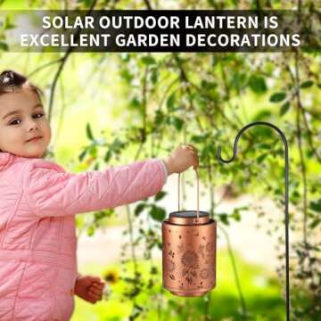 Solar Outdoor Lanterns, Butterflies Garden Decor LED Light Hanging Waterproof Solar Metal Lantern Birthday Gifts for Women Mon Grandma Solar Lights Outdoor Decoration for Patio(Sunflower)