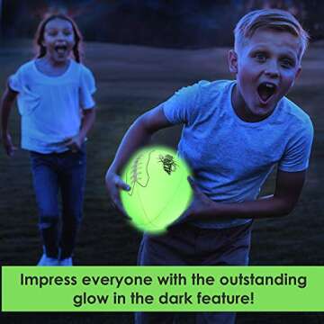 ALKOMI Glow in The Dark Football, Light Up Football, Holographic Football, Glow in Dark Football Youth Size 6, Sports Gifts for Boys