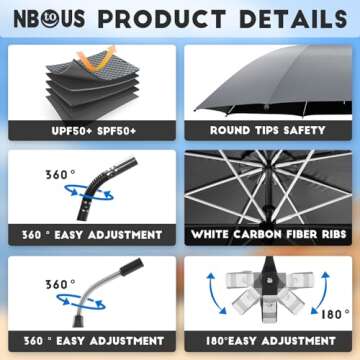 NBtoUS Beach Umbrella 2 Pack with Clamp