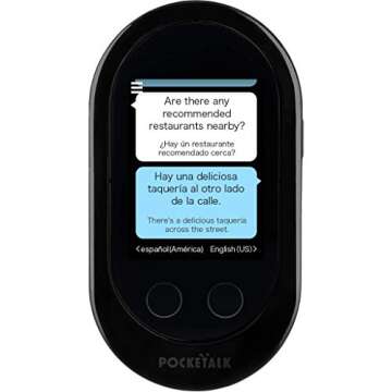 Pocketalk Classic Language Translator Device - Portable Two-Way Voice Interpreter - 82 Language Smart Translations in Real Time (Black)