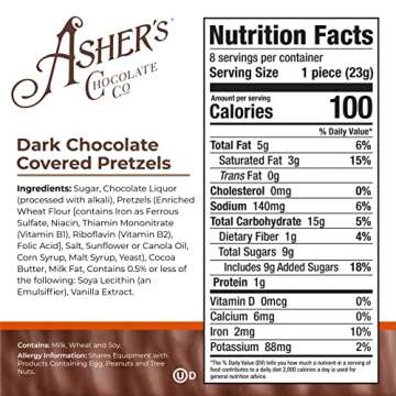 Asher's Chocolates, Chocolate Covered Pretzels, Gourmet Sweet and Salty Candy, Small Batches of Kosher Chocolate, Family Owned Since 1892 (6.5oz, Dark Chocolate)