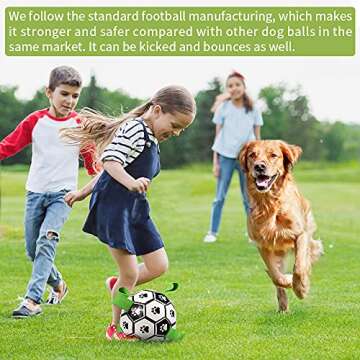 QDAN Dog Toys Soccer Ball with Straps, World Cup Interactive Dog Toys for Tug of War, Puppy Birthday Gifts, Dog Tug Toy, Dog Water Toy, Durable Dog Balls for Medium Large Dogs（8 Inch）