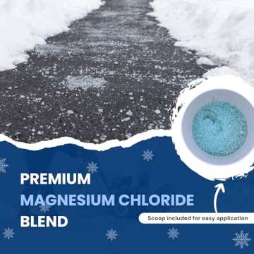 Trade Grade Pet-Friendly Ice Melt – Fast-Acting Magnesium Chloride Formula, Safer for Pets & Surfaces, 15lb Bucket with Scoop