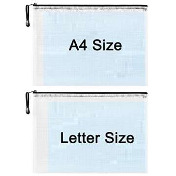 Mesh Zipper Pouch Document Bag 30 Pack, Letter Size/A4 Size Waterproof Document Pouch Zip File Folders, Large Zipper Pouch Receipts Organizer for School Office Supplies,Paperwork Storage(Black)