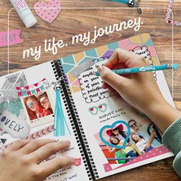 DIY Journal Kit for Girls - Great Gift for 8-14 Year Old Girl - Cool Birthday Easter Gifts Ideas for Teens - Fun, Cute Art & Crafts Kits for Tween Teenage Kids - Scrapbook & Diary Supplies Toy Set