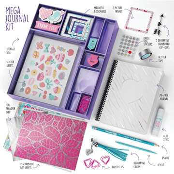 DIY Journal Kit for Girls - Great Gift for 8-14 Year Old Girl - Cool Birthday Easter Gifts Ideas for Teens - Fun, Cute Art & Crafts Kits for Tween Teenage Kids - Scrapbook & Diary Supplies Toy Set