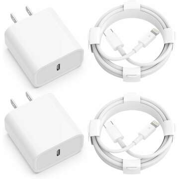 Fast Charging USB C Charger for iPhone 20W Dual Pack w/6FT Cable