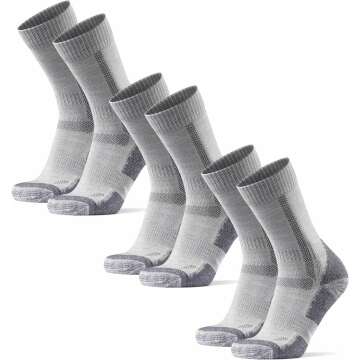 DANISH ENDURANCE Merino Wool Hiking Socks 3-Pack - Anti Blister, Moisture Wicking, Cushioned Comfort