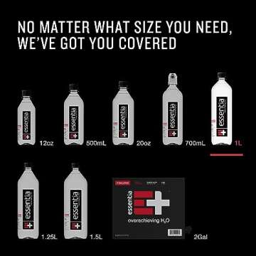 Essentia Water LLC , 99.9% Pure, Infused with Electrolytes for a Smooth Taste, pH 9.5 or Higher; Ionized Alkaline Water, Black, 42.3 Fl Oz (Pack of 12)