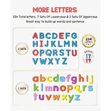 Gamenote Classroom Magnetic Alphabet Letters Kit 238 Pcs with Double - Side Magnet Board - Foam Alphabet Letters for Preschool Kids Toddler Spelling and Learning Colorful ABC Education Fridge Magnets