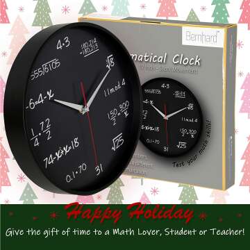 Math Wall Clock Black 12 Inch