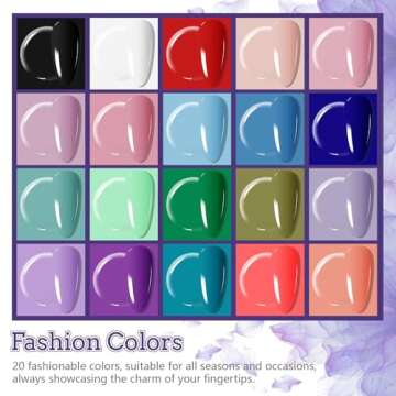 20 Colors Gel Nail Polish Kit with UV Light