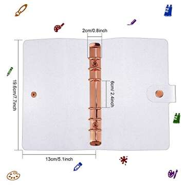 Tenare 2 Pcs Clear A6 Binder A6 Budget Binder A6 Glitter Binder PVC 6 Ring Binder Cover Rose Gold Soft Notebook Transparent Shell for Student Refillable Travel Office Supplies