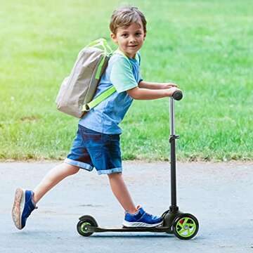 Scooters for Kids Toddler Scooter - Deluxe Aluminum 3 Wheel Glider w/Kick n Go, Lean 2 Turn Wheels, Step 4 Brake, Toddlers Training Three Wheeled Kid Ride on Toys Best for Little Boys & Girls - Black