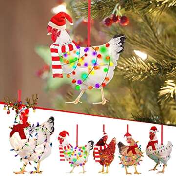 2024 Cute Cartoon Rooster Hanging Pendant, Acrylic Chick Ornament for Car Interior, Lifelike Chicken for Christmas Tree Hanging Decoration Window Wall Home Lovely Animal (4PC,one Size)