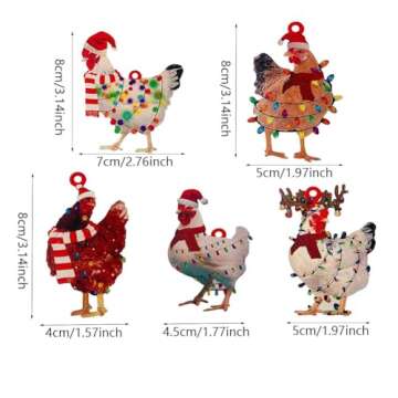 2024 Cute Cartoon Rooster Hanging Pendant, Acrylic Chick Ornament for Car Interior, Lifelike Chicken for Christmas Tree Hanging Decoration Window Wall Home Lovely Animal (4PC,one Size)