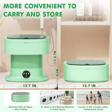 INTERGREAT 11L Mini Portable Washing Machine,Small Washer with Dryer for Baby Clothes and Underwear, Foldable Portable Laundry Machine for RV,Apartments,Travel,Camping,Dorm,Green