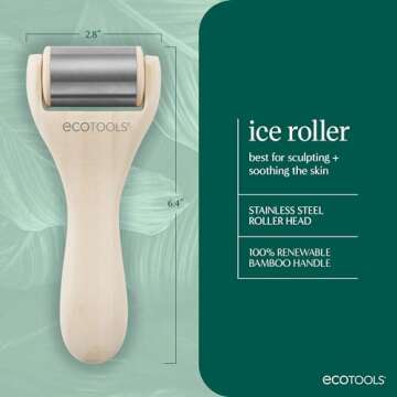 EcoTools Ice Roller, Lifts & Depuffs Skin, Stainless Steal Cooling Roller For Face & Neck, Provides Relaxation While Sculpting, Eco Friendly, Vegan, & Cruelty Free Skincare Tool, 1 Count