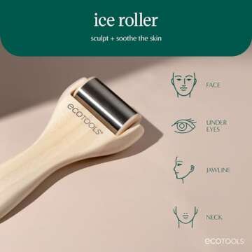 EcoTools Ice Roller, Lifts & Depuffs Skin, Stainless Steal Cooling Roller For Face & Neck, Provides Relaxation While Sculpting, Eco Friendly, Vegan, & Cruelty Free Skincare Tool, 1 Count