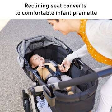 Graco Modes Pramette Travel System | Stroller & Car Seat Combo | 3-in-1 Stroller Modes | Includes Graco SnugRide 35 Infant Car Seat | Ellington