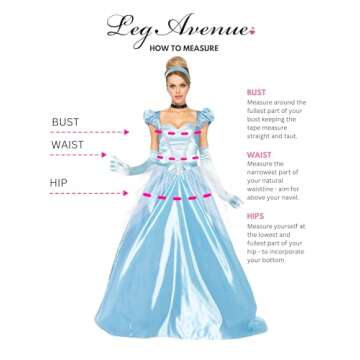 Leg Avenue Womens - 3 Piece Classic Cinderella Gown Set Full Length Family Friendly Princess Dress and Headband Set Adult Sized Costumes, Blue, Small US