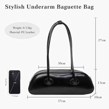 CORIOS Small Handbag for Women PU Leather Shoulder Bag Waterproof Top Handle Bag Fashion Hobo Bag Elegant Underarm Bag Ladies Travel Work Shopping Daily Use Tote Bag Black