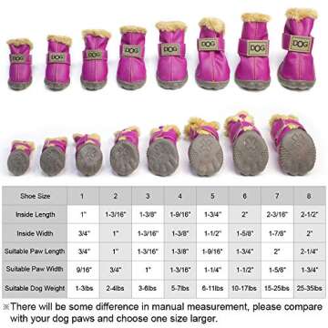 WINSOON Dog Australia Boots Pet Antiskid Shoes Winter Warm Skidproof Sneakers Paw Protectors 4-pcs Set (Size 1, Pink)