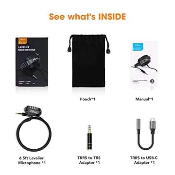 PoP voice Dual Cores Lavalier Lapel Microphone for iPhone Phone Camera Professional Omnidirectional Clip on Mic for Video Recording Blogging Vlogging Interview Portable Lav Mic for YouTube Podcast