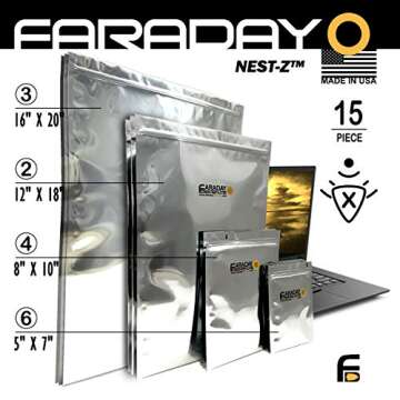 Faraday Defense 15pc Kit NEST-Z Faraday Bag EMP/Solar-Flare Prepper Ultra Thick - Military Grade Design, Superior Shielding Performance, Phones - Radios - Hard Drives - Tablets - Laptops MADE in USA