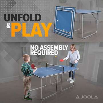 JOOLA Midsize Compact Table Tennis Table Great for Small Spaces and Apartments – Multi-Use Free Standing Table - Compact Storage Fits in Most Closets - Net Set Included - No Assembly Required