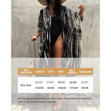 Black Tie Dye Beach Swimsuit Cover-Up Kimono