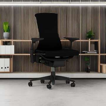 Herman Miller Embody Ergonomic Office Chair | Fully Adjustable Arms and Carpet Casters | Black Rhythm