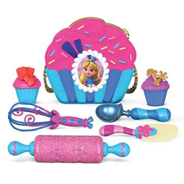 Just Play Disney Junior Alice’s Wonderland Bakery Bag Set, Dress Up and Pretend Play, Officially Licensed Kids Toys for Ages 3 Up