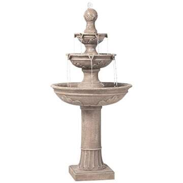 Stafford Italian Outdoor Floor Bubbler Fountain and Waterfalls 48" High 3 Tiered Basins for Yard Garden Patio Backyard Deck Home Lawn Porch House Relaxation Exterior Balcony - John Timberland