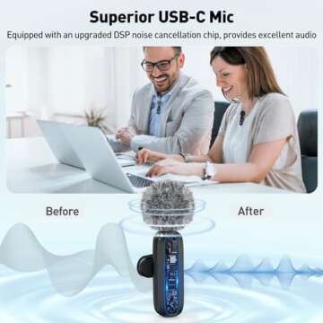 USB C Lavalier Microphone Wireless Mini Mic for Type-C Android Phone/Tablet/PC Video Recording Clip-on Mics with Rotatable Clip&Denoise Recording, Ideal for Vlog Tiktok Youtube Podcast Content Creator