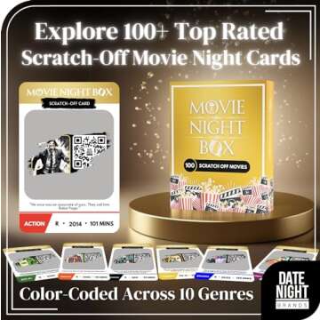 Movie Night Box: Top 100 Scratch-Off Movies & Hidden Gems - 10 Diverse Color-Coded Movie Genres - Interactive Game for Couples, Family, or Solo Entertainment - Gifts for Movie Lovers, Him, Her