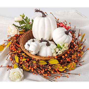 Oyydecor 12Pcs Assorted Sizes Artificial Pumpkins Decoration Harvest Fall White Pumpkins Fake Foam Pumpkins for Fall Autumn Decor Thanksgiving Halloween Decorations (White, 12pcs)